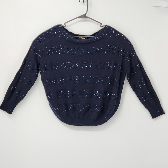 LES COPAINS Sweater Dark Blue Lana Virgin Wool Black Label Quiet Luxury M 8 50 - Picture 1 of 14